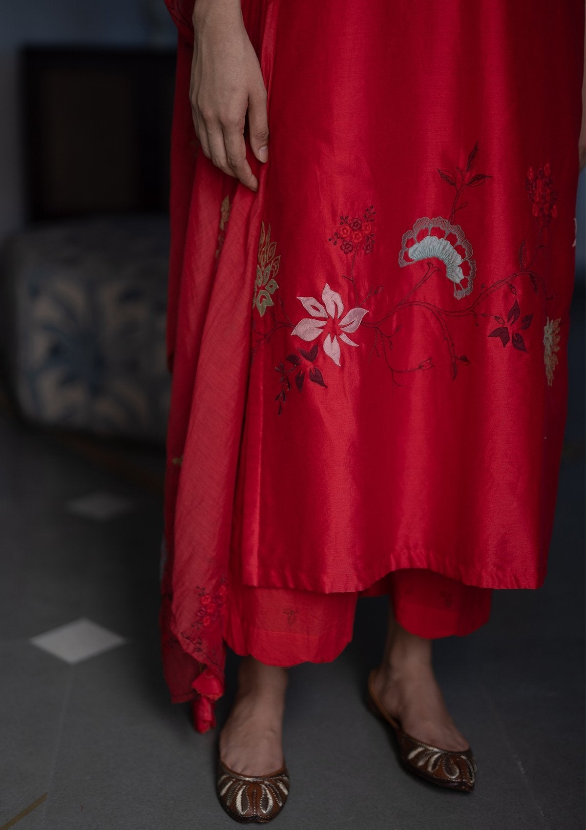 Poppy Aari Work Kurta Set