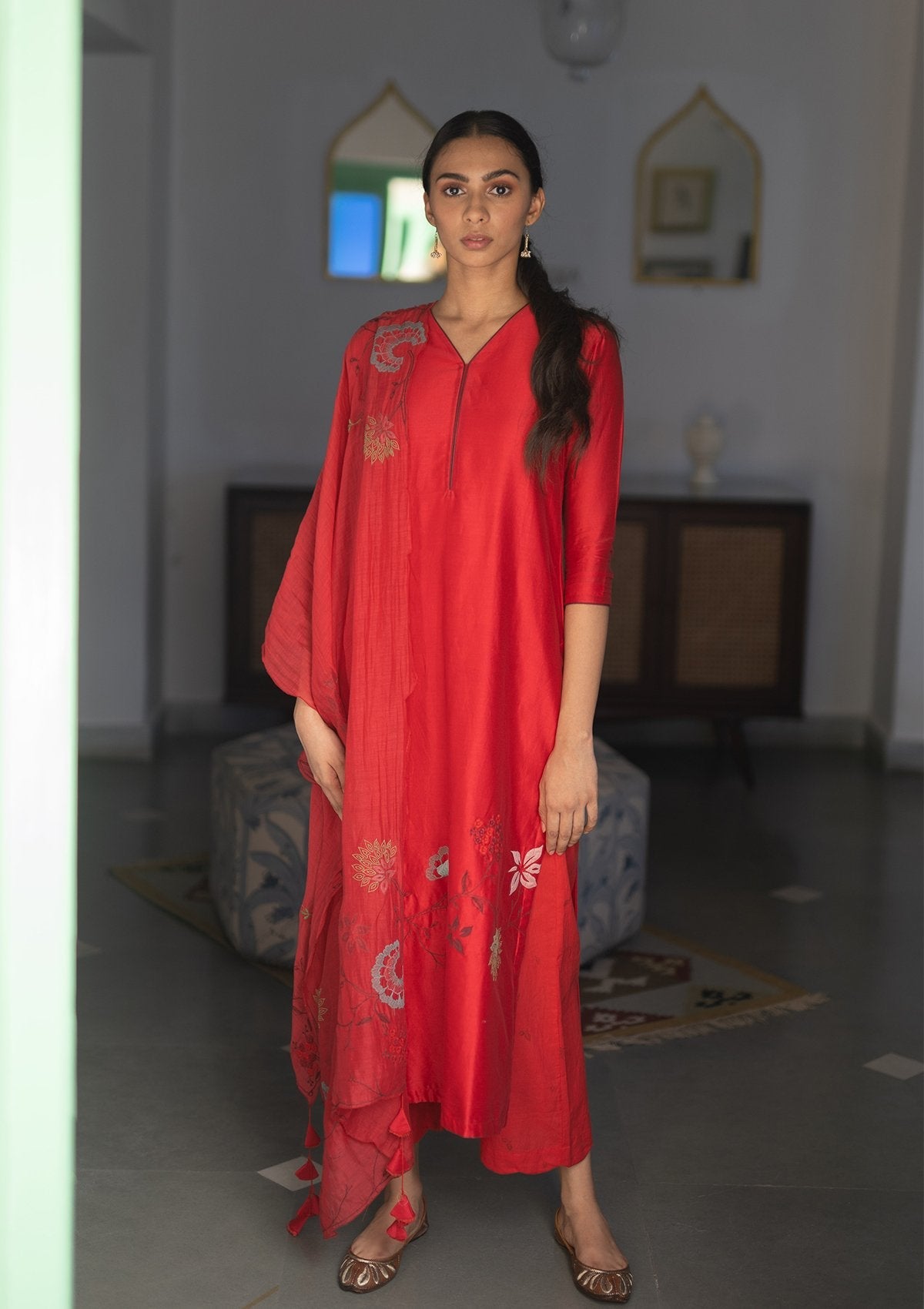 Poppy Aari Work Kurta Set