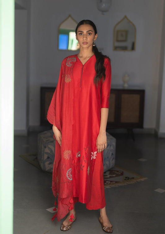 Poppy Aari Work Kurta Set