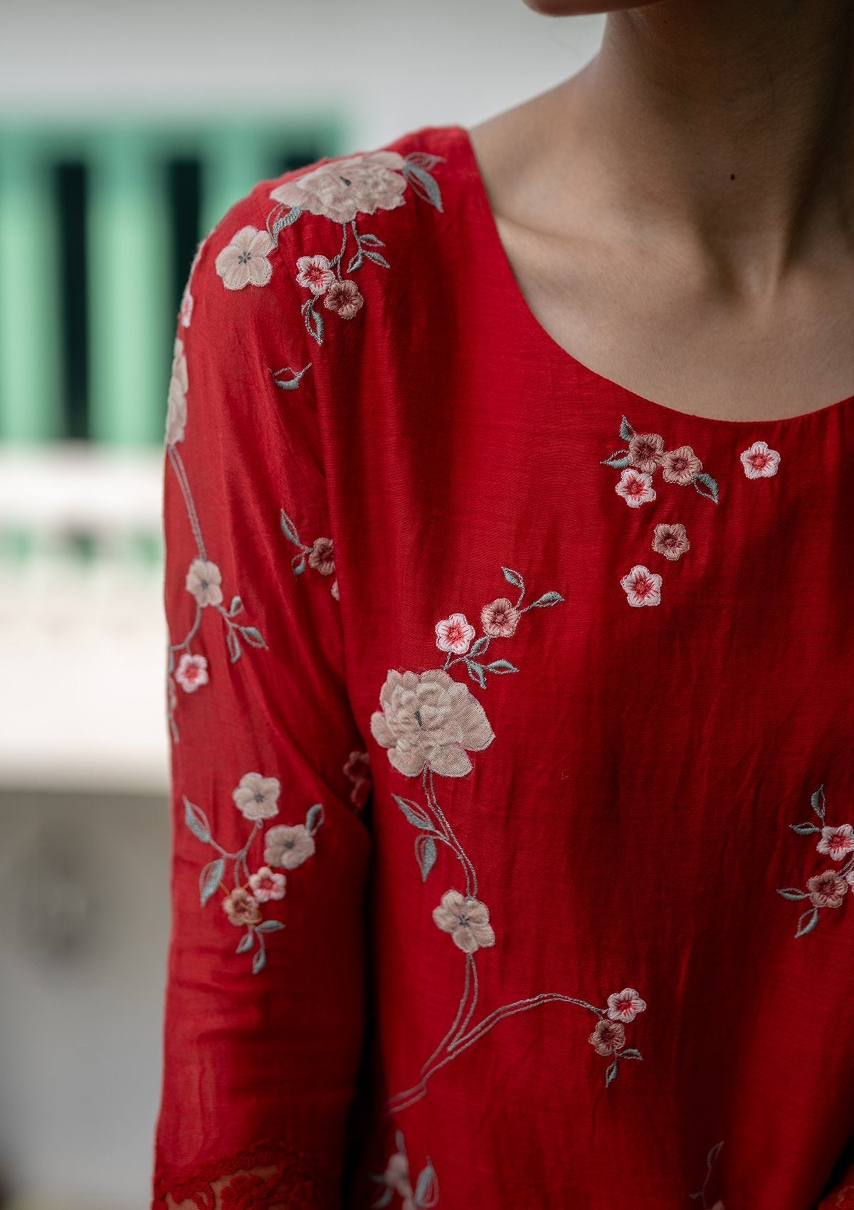 Poppy Applique Layered Kurta Set