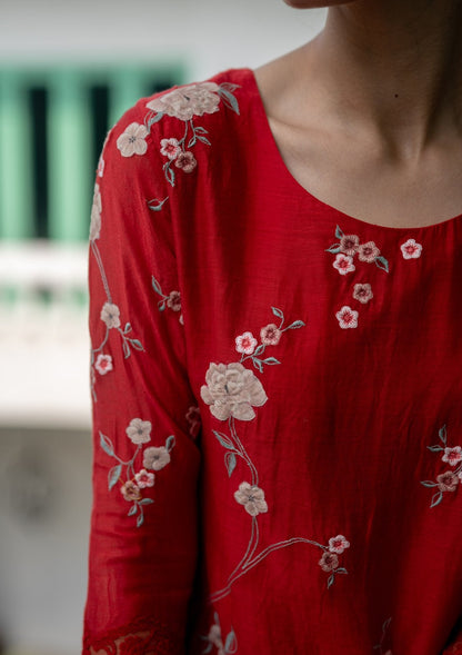 Poppy Applique Layered Kurta Set