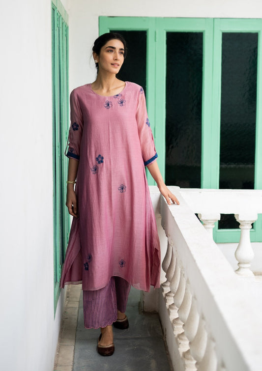 Rose Applique A Line Kurta