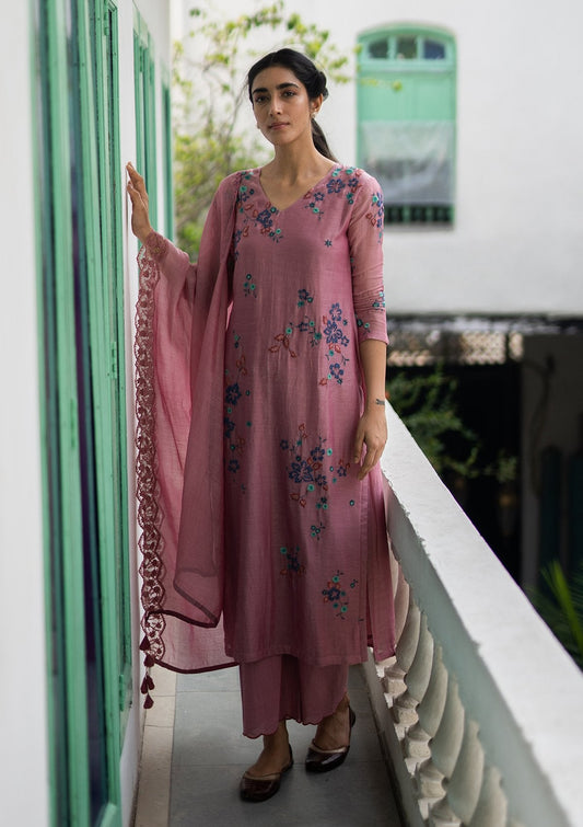 Rose Applique Kurta Set