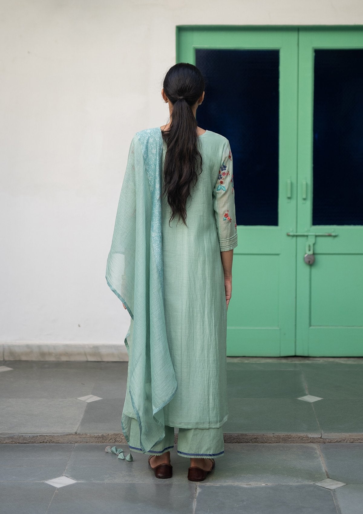 Sage Applique Kurta Set