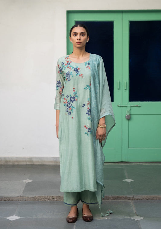 Sage Applique Kurta Set