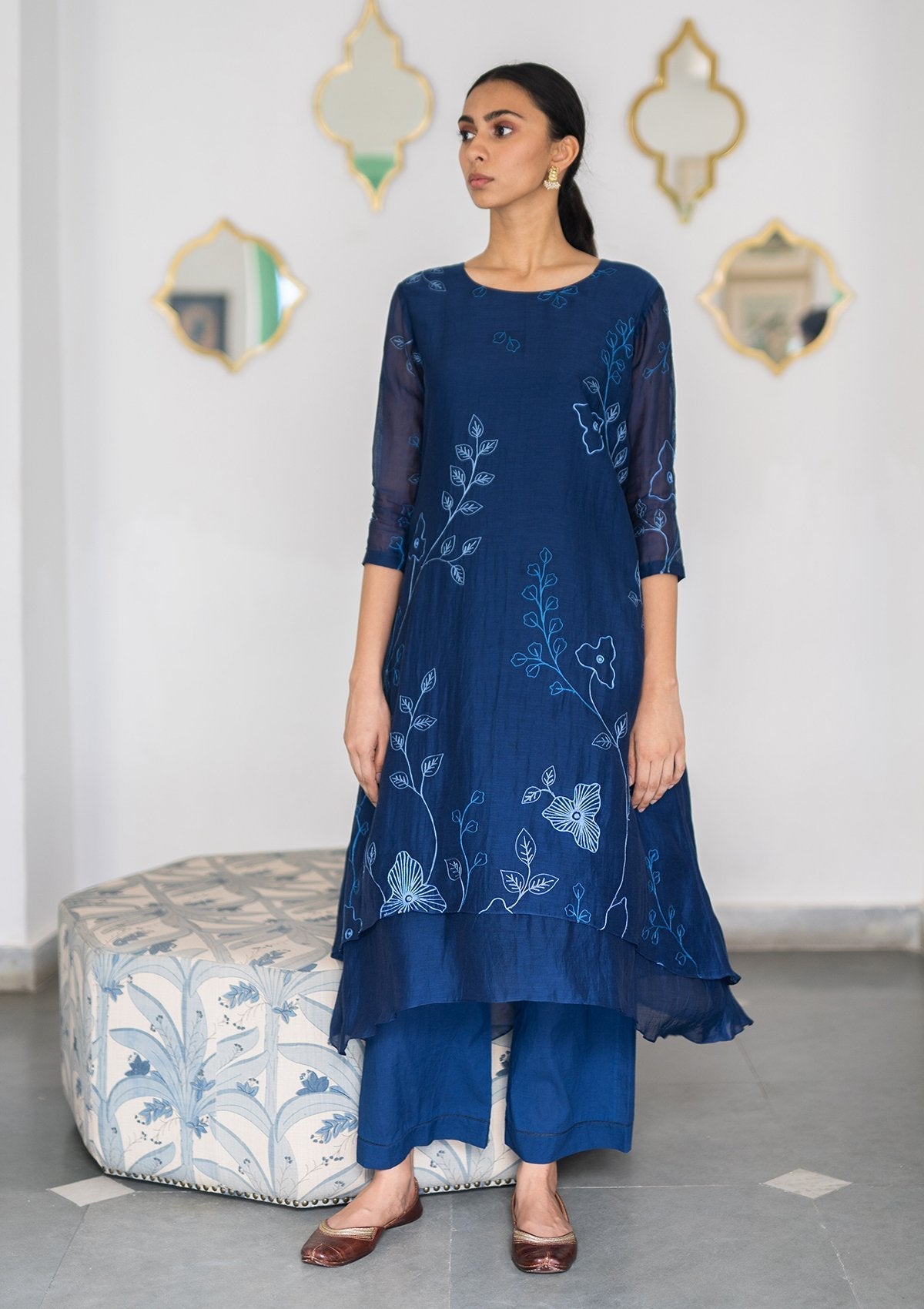 Sapphire Aari Embroidery Asymmetrical Kurta