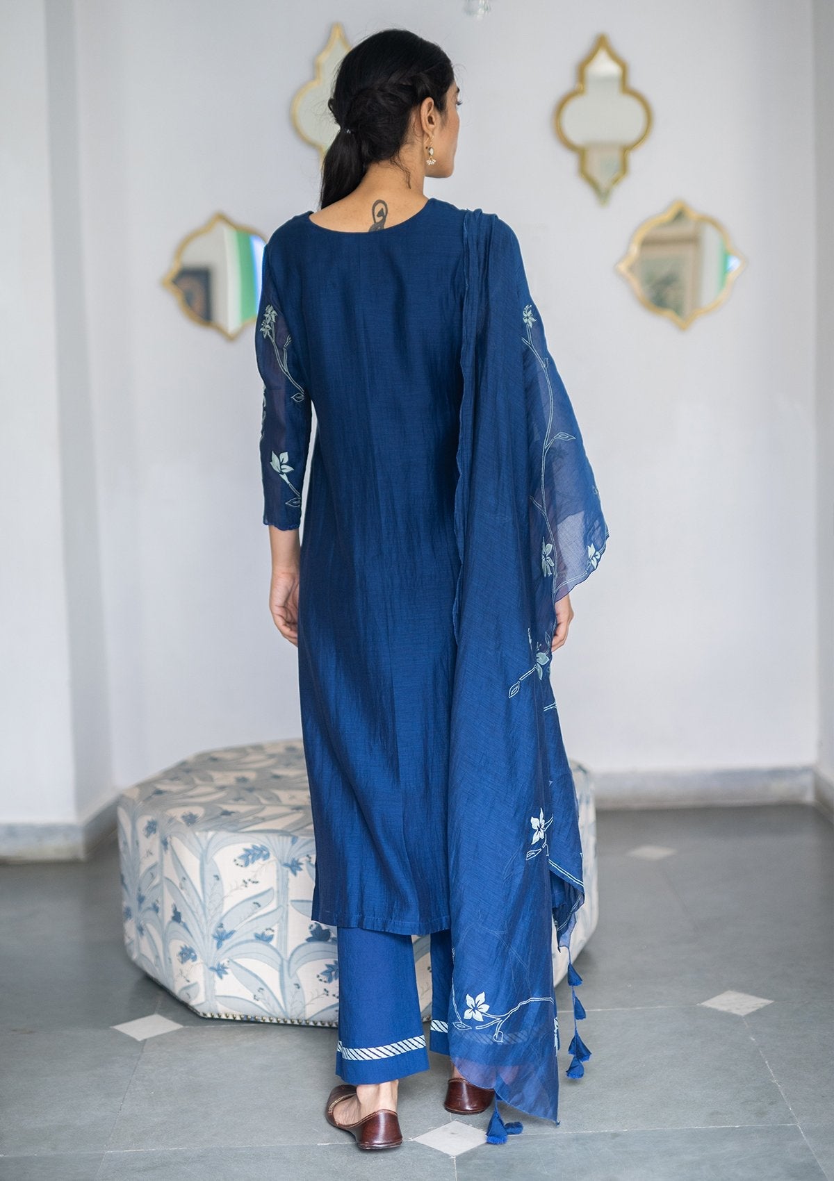 Sapphire with Periwinkle Applique Kurta Set