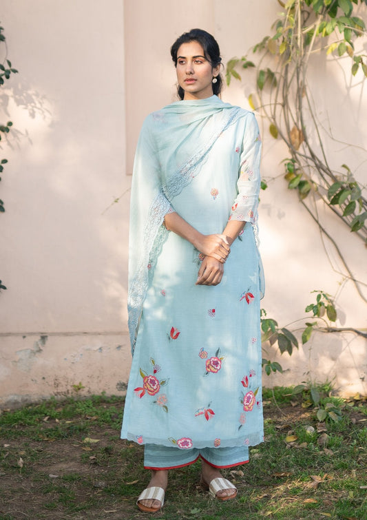 Sky Applique Kurta Set
