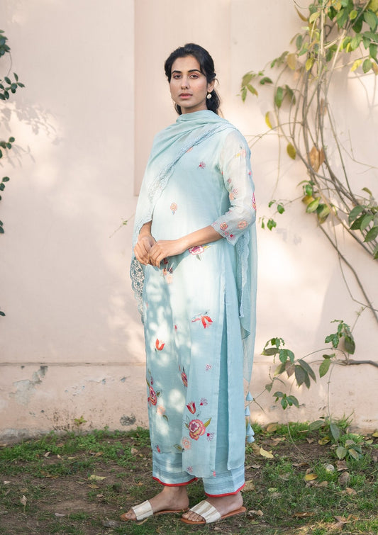 Sky Applique Kurta Set