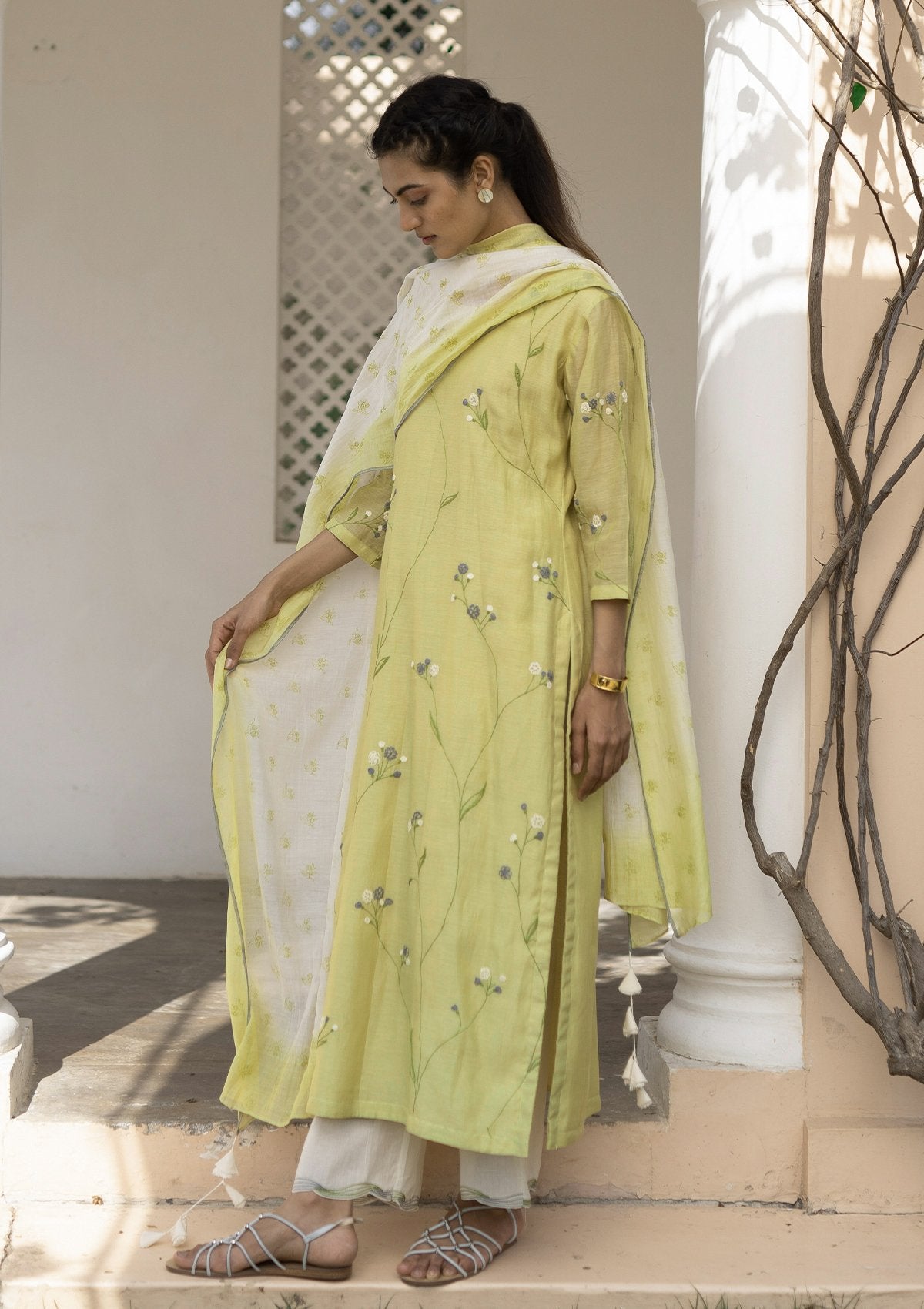 Lime and Pearl Embroidered Kurta Set