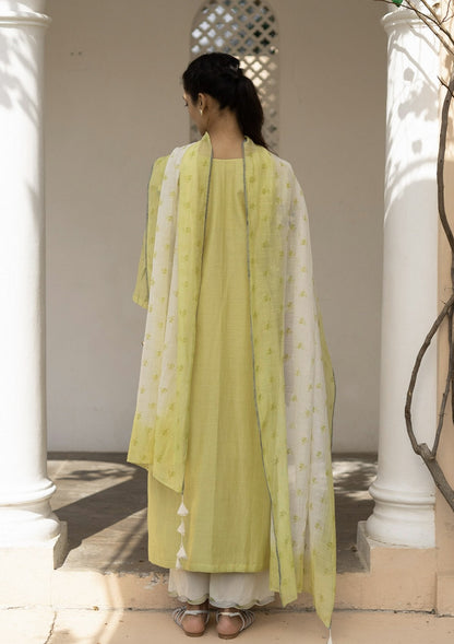 Lime and Pearl Embroidered Kurta Set
