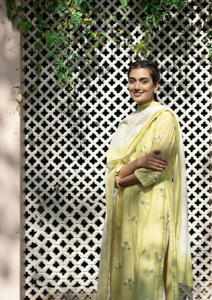 Lime and Pearl Embroidered Kurta Set