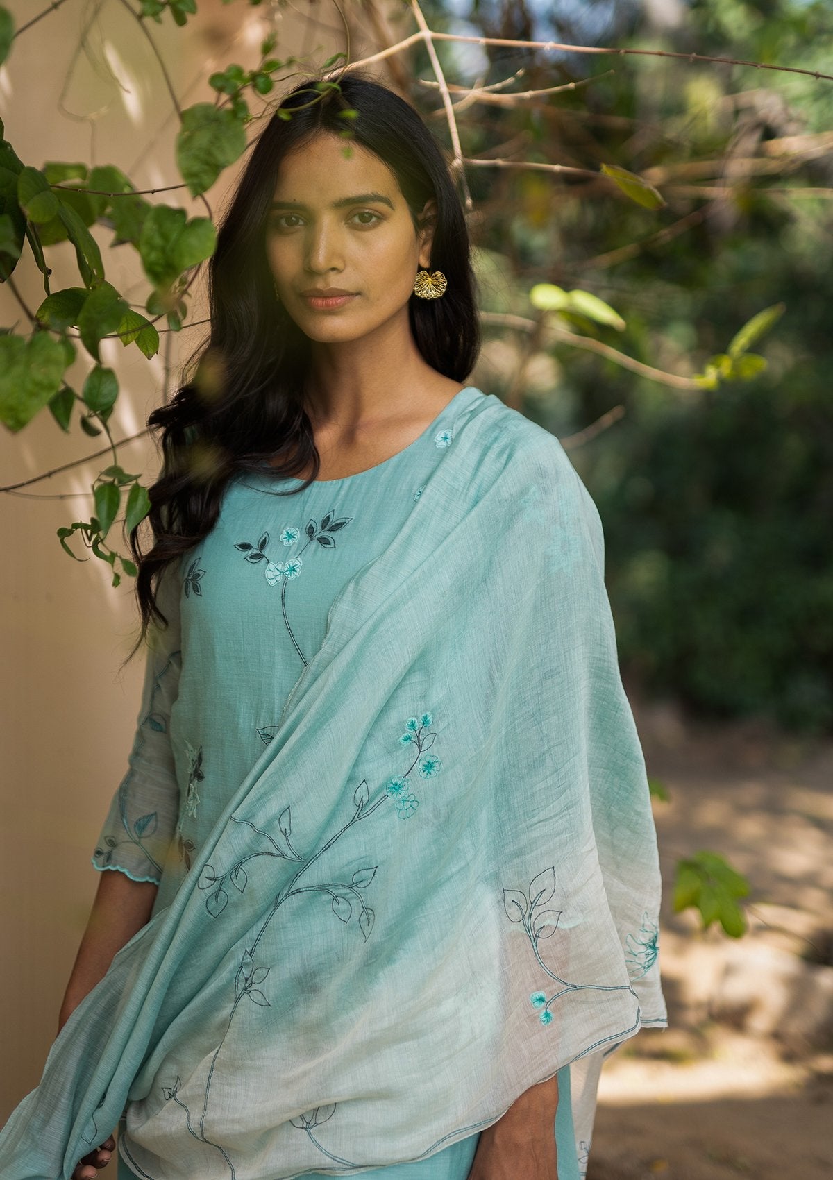 Teal Applique Kurta Set