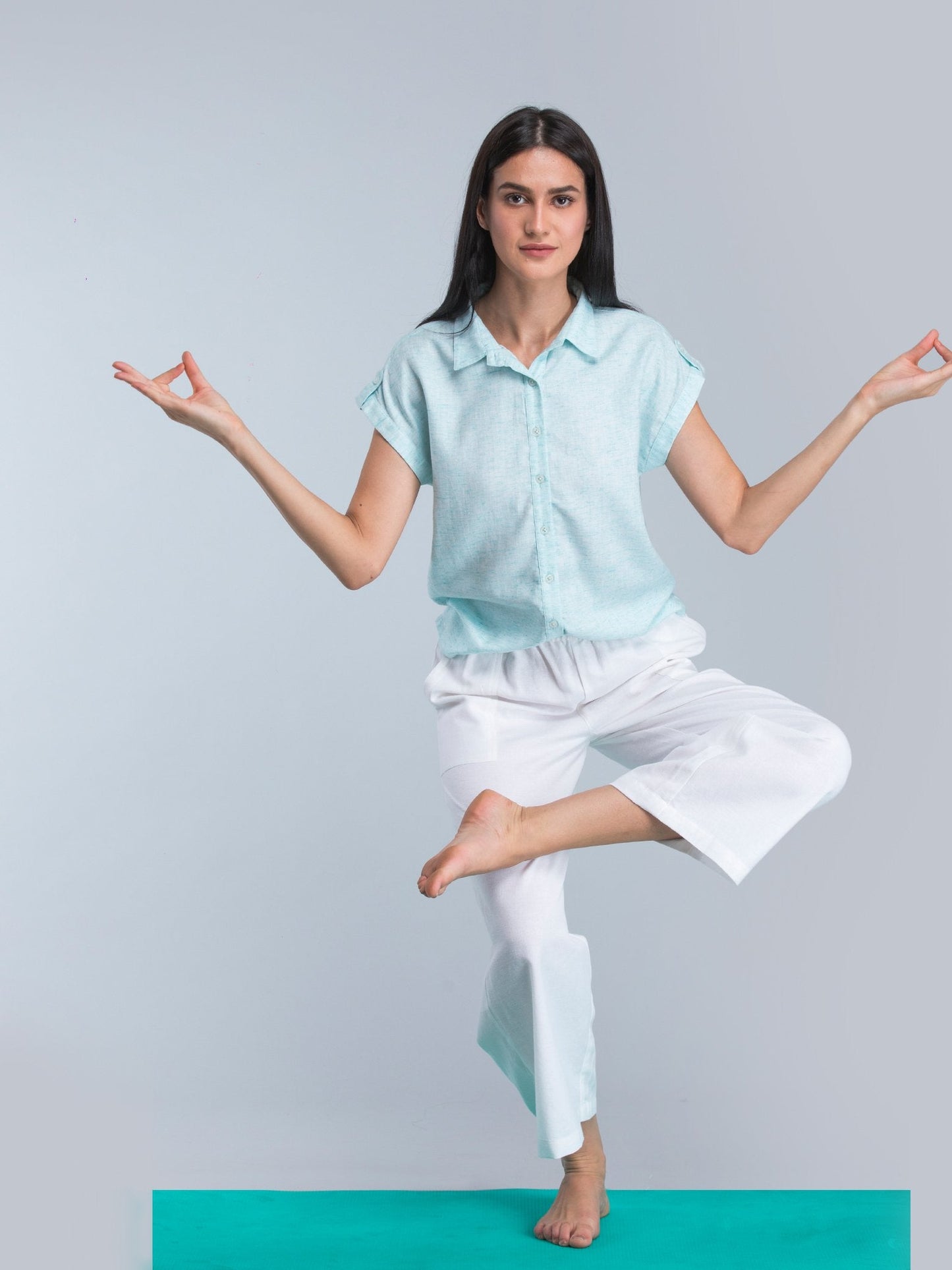 Wide Leg Pants With Elasticated Band - White