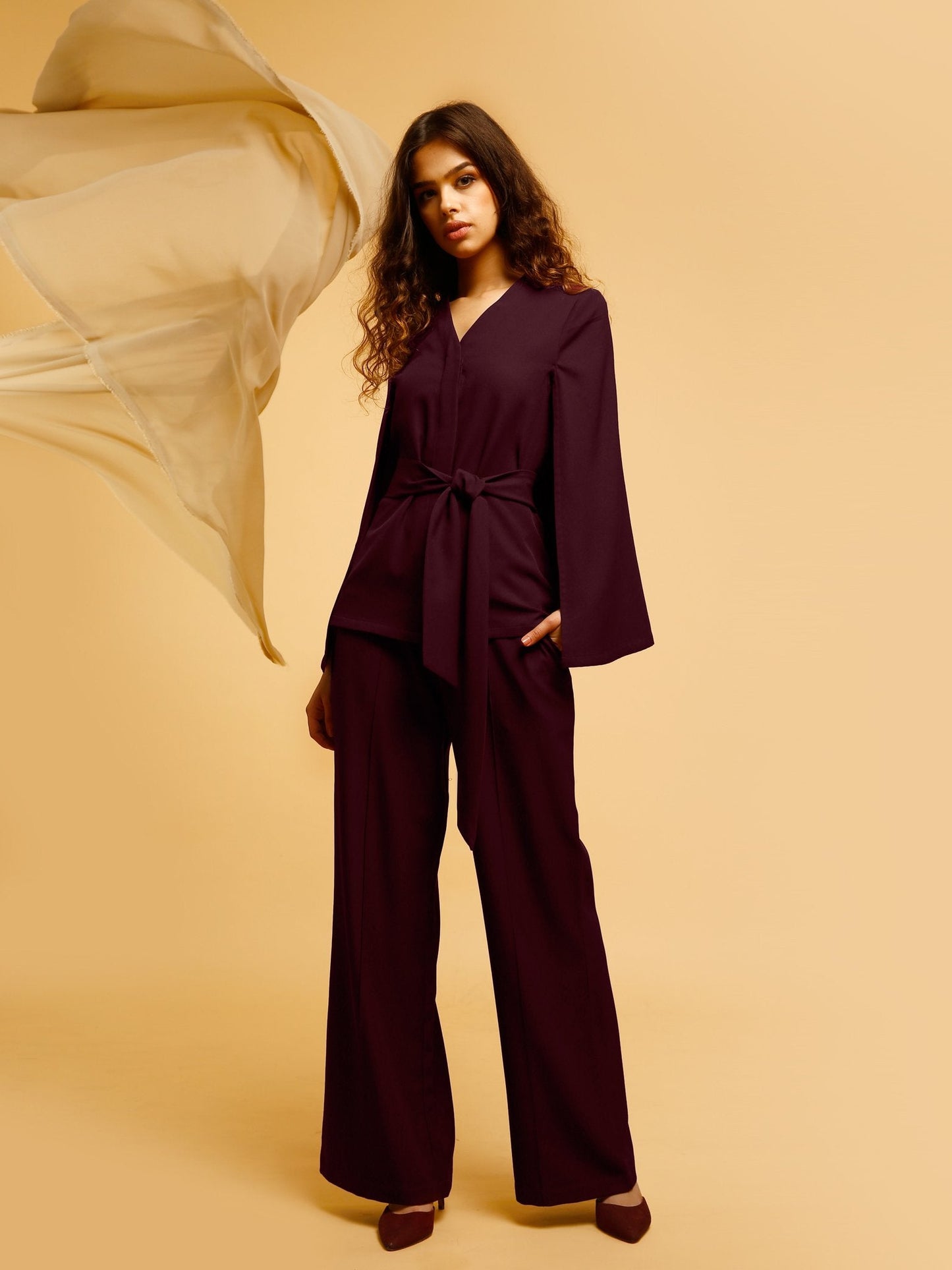 Wide Legged Pants - Maroon