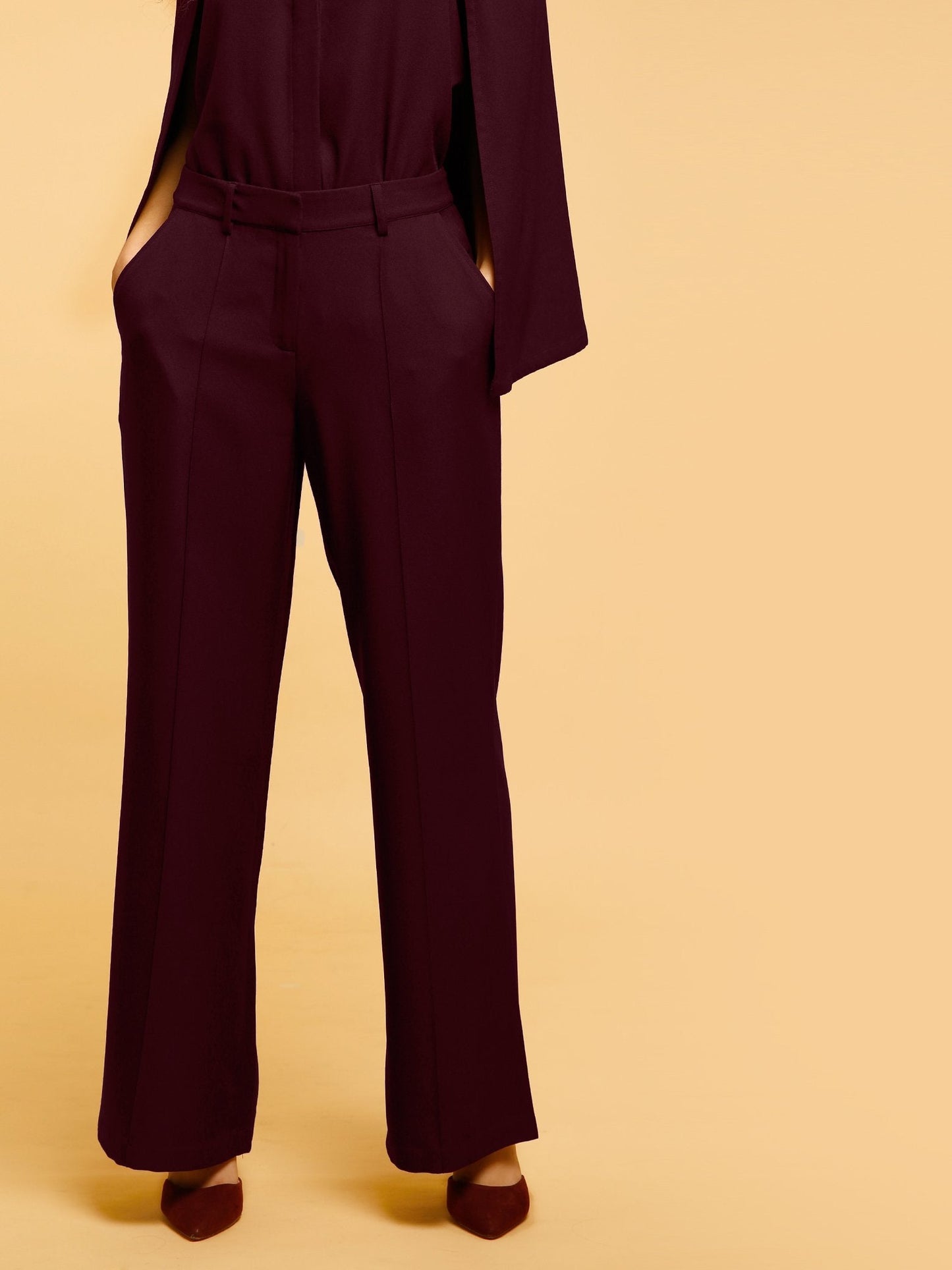Wide Legged Pants - Maroon
