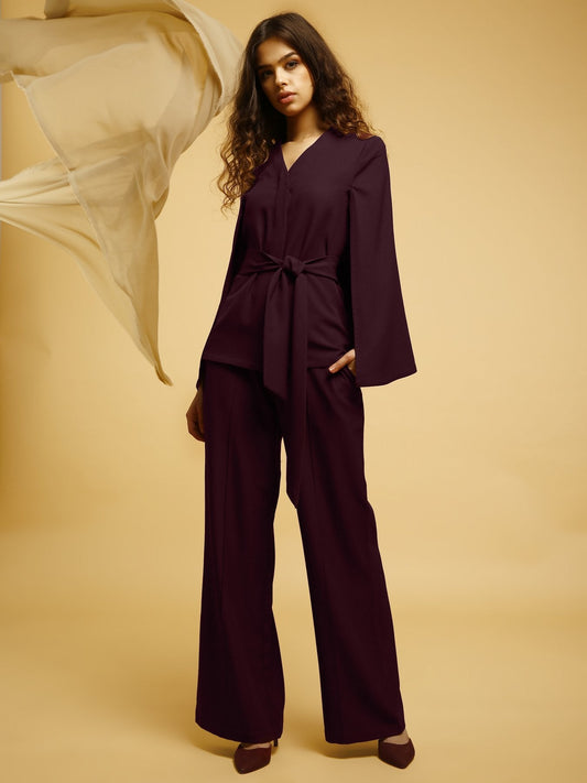 Wide Legged Pants - Maroon