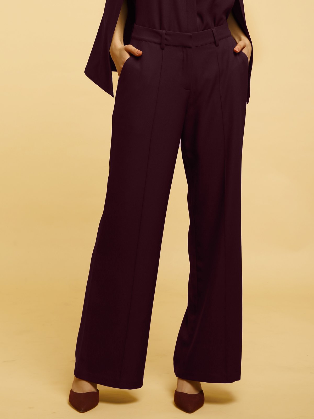 Wide Legged Pants - Maroon