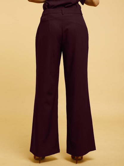 Wide Legged Pants - Maroon