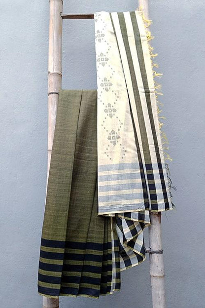 Zara' Handwoven Extra Weft Cotton-Silk Saree-35
