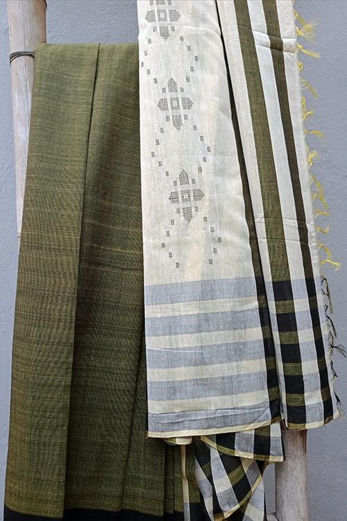 Zara' Handwoven Extra Weft Cotton-Silk Saree-35